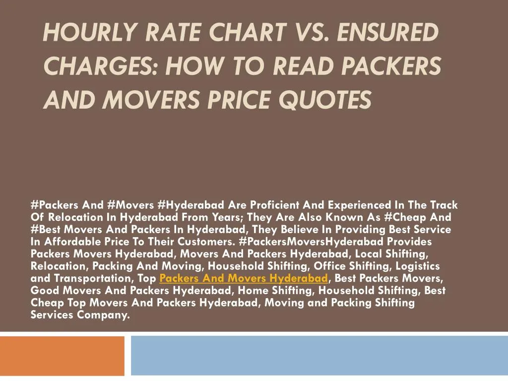 hourly rate chart vs ensured charges how to read packers and movers price quotes
