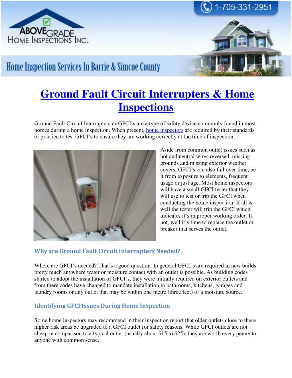 ground fault circuit interrupters home inspections
