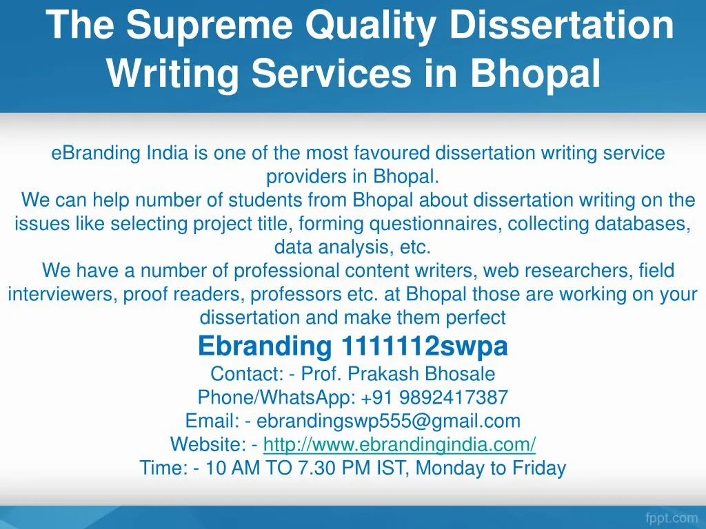 the supreme quality dissertation writing services in bhopal