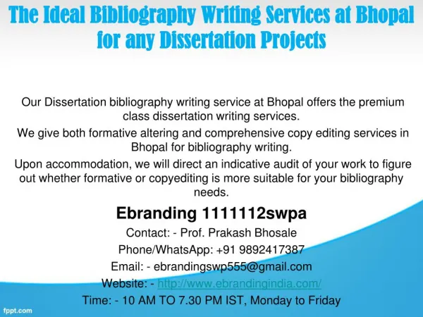 4.The Ideal Bibliography Writing Services at Bhopal for any Dissertation Projects