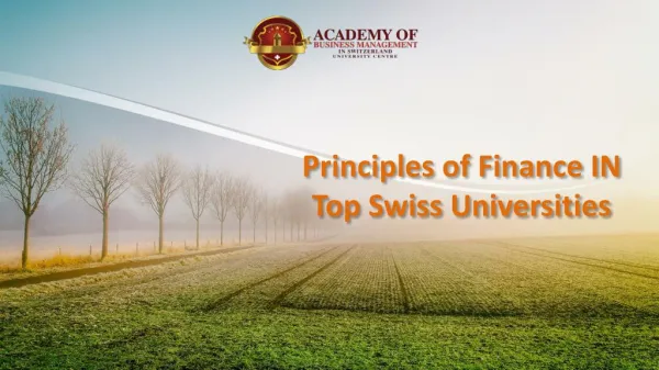 Principles of Finance IN Top Swiss Universities