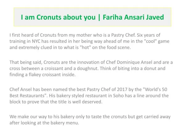 I am Cronuts about you | Fariha Ansari Javed