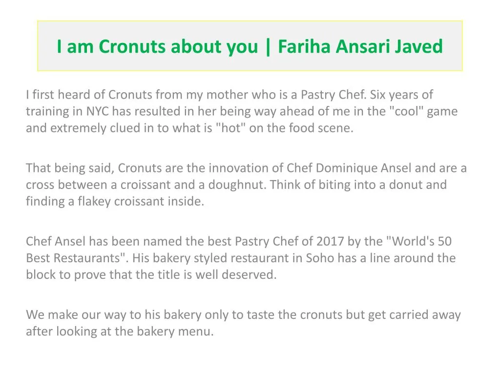 i am cronuts about you fariha ansari javed