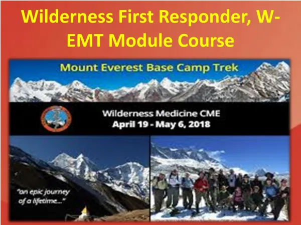 Wilderness First Responder, W-EMT Module Course