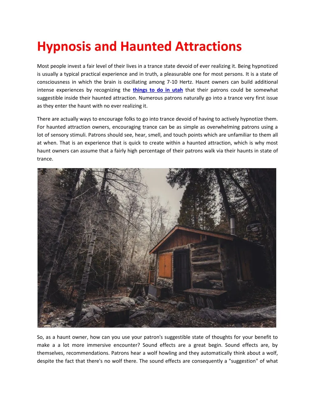 hypnosis and haunted attractions
