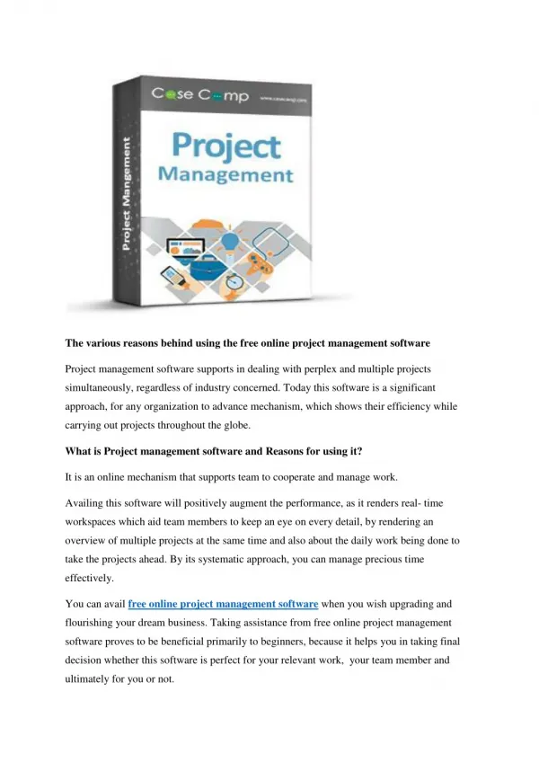 The various reasons behind using the free online project management software