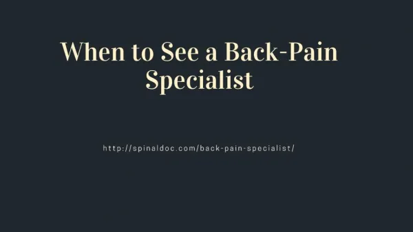 Back-Pain Specialist at Spinal clinic