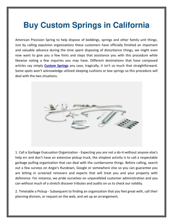 Buy Custom Springs in California