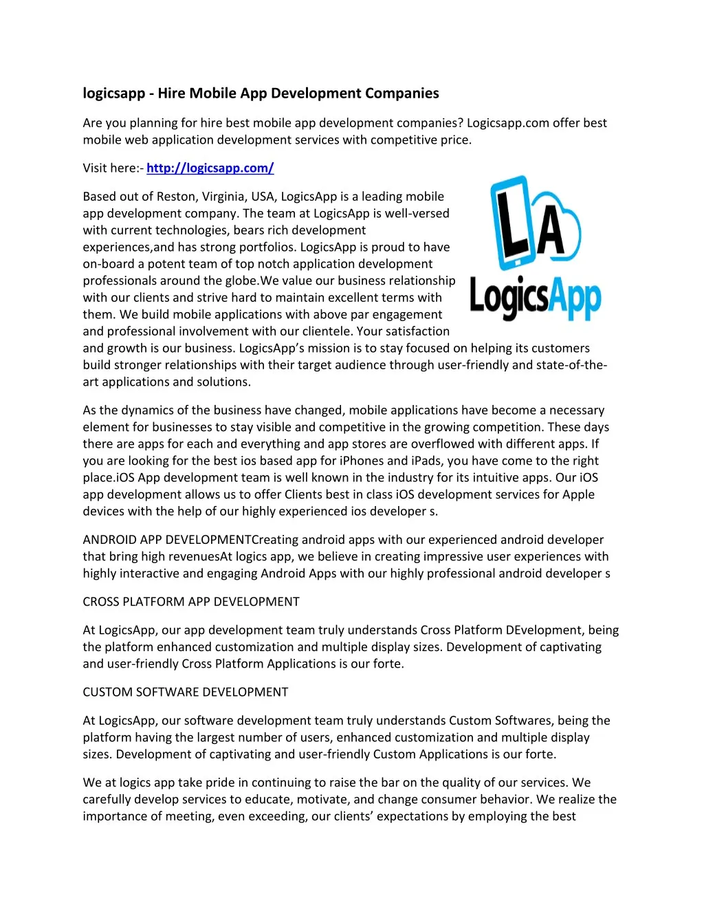 logicsapp hire mobile app development companies