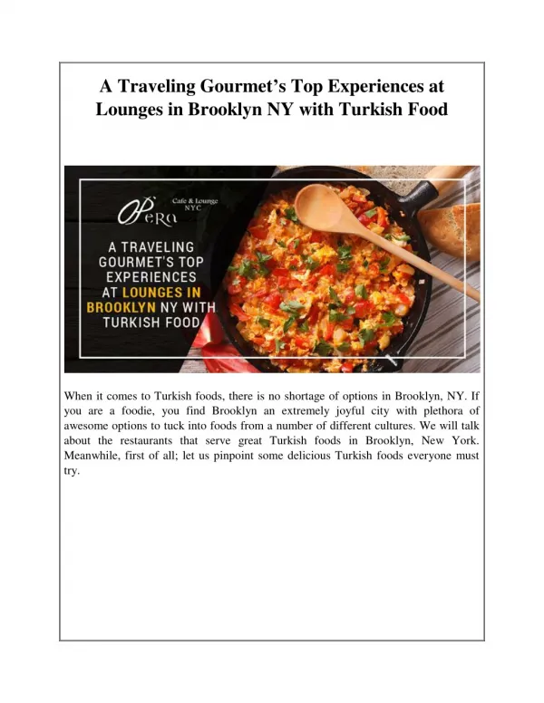 A Traveling Gourmet's Top Experiences at Lounges in Brooklyn NY with Turkish Food