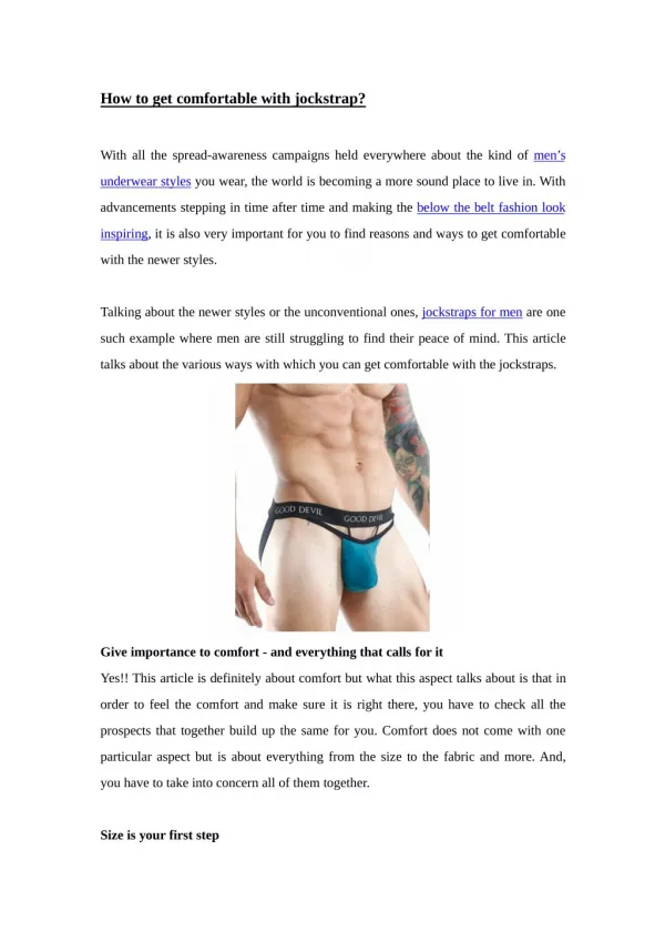 How to Get Comfortable With Jockstrap?