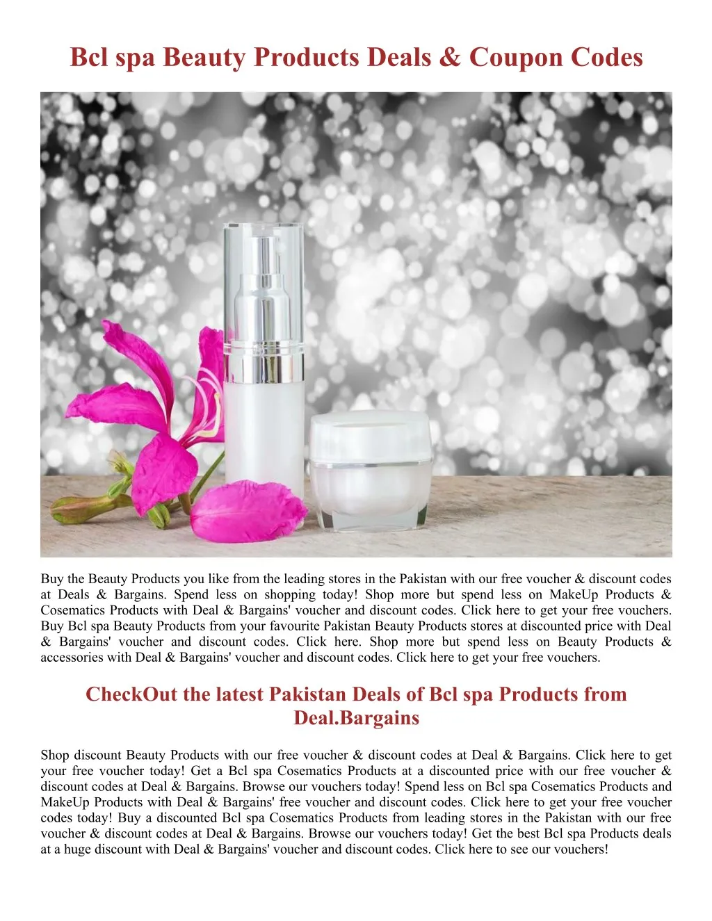 bcl spa beauty products deals coupon codes