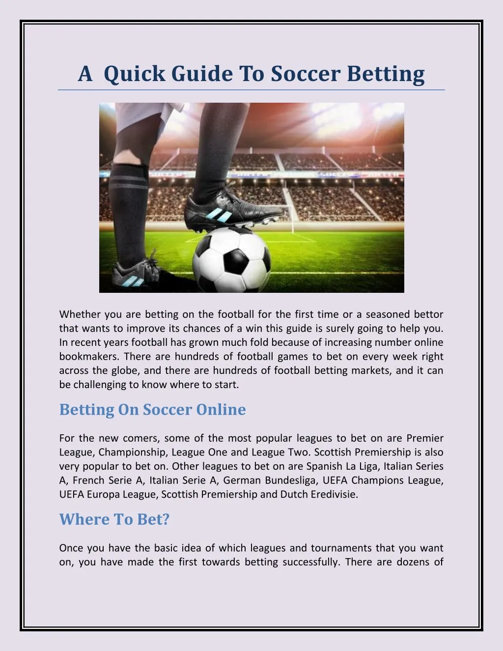 a quick guide to soccer betting