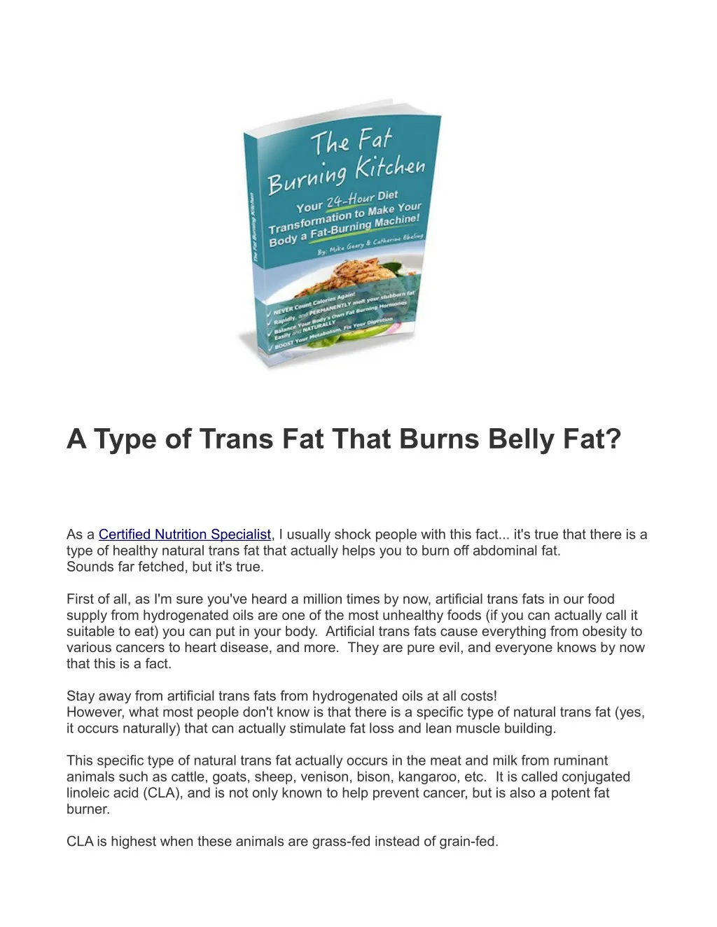 a type of trans fat that burns belly fat