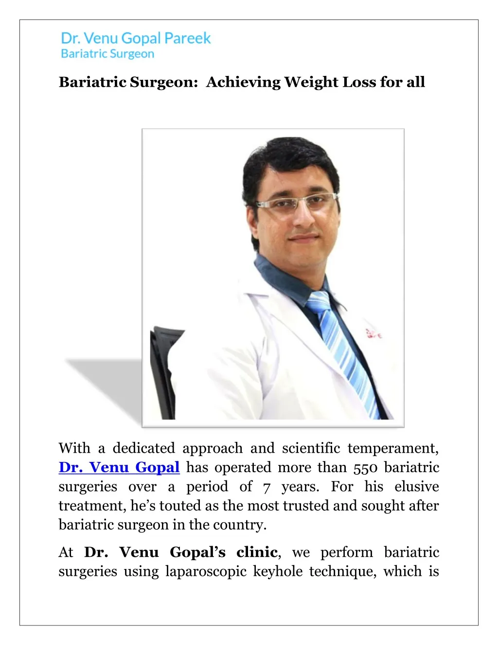 bariatric surgeon achieving weight loss for all
