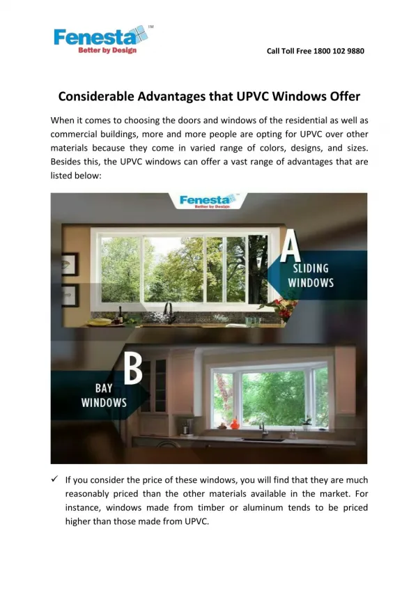 Considerable Advantages that UPVC Windows Offer