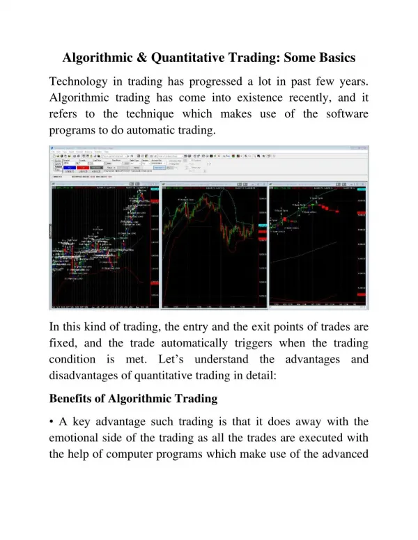 Algorithmic & Quantitative Trading- Some Basics