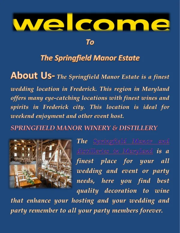 Find Best Manor And Distilleries In Maryland For Wedding