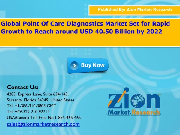 Point Of Care Diagnostics Market Estimated to Exhibit 10.00% CAGR through 2022
