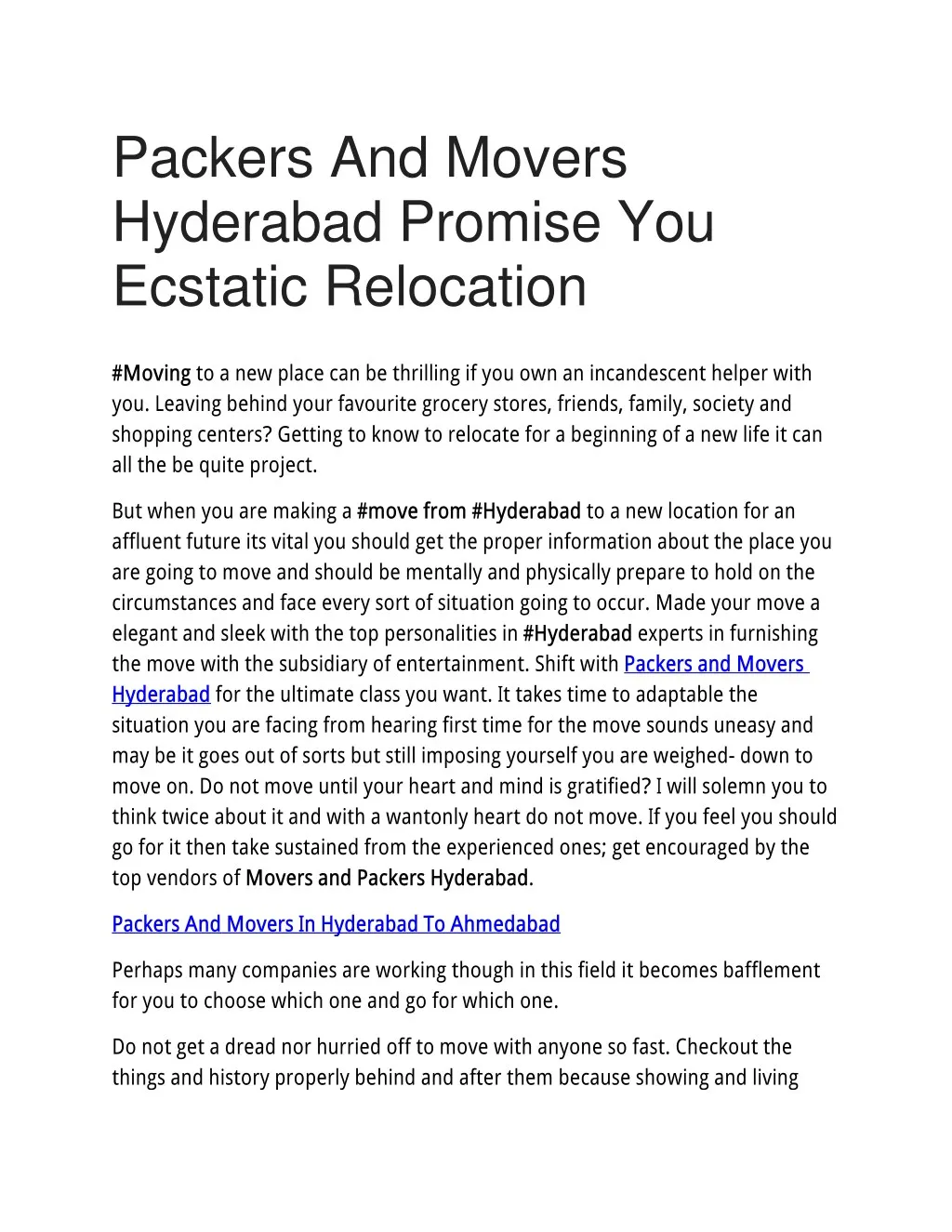 packers and movers hyderabad promise you ecstatic