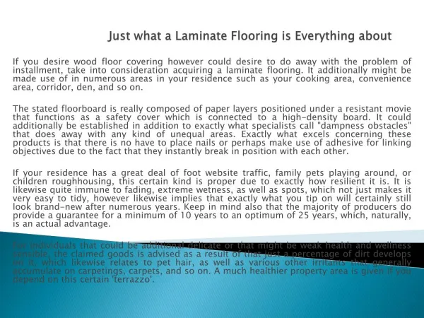 Just what a Laminate Flooring is Everything about