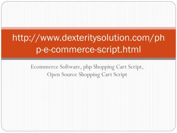 Ecommerce Software, php Shopping Cart Script