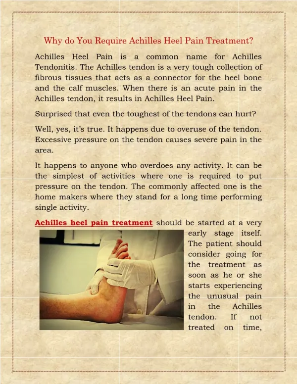 Why do You Require Achilles Heel Pain Treatment?