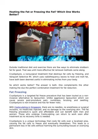 Heating the fat or freezing the fat? which one works better? - slide 1