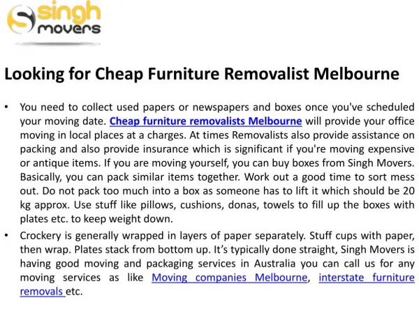 Looking for Cheap Furniture Removalist Melbourne