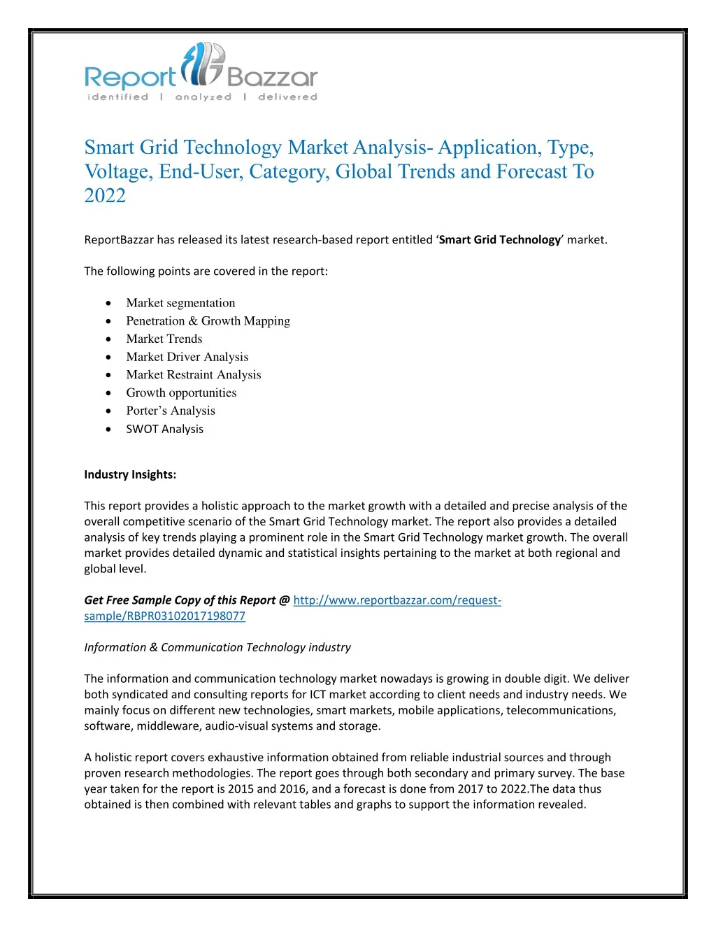 smart grid technology market analysis application