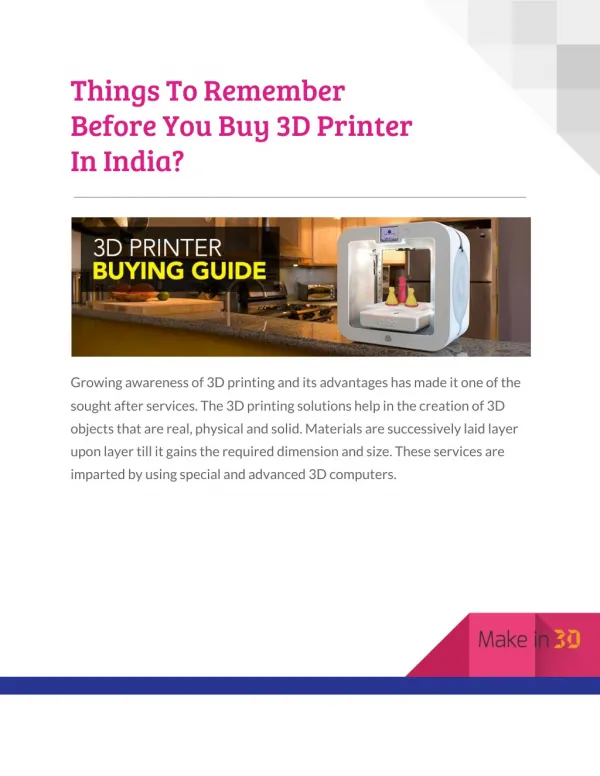 Things? ? To? ? Remember Before? ? You? ? Buy? ? 3D? ? Printer In? ? India?