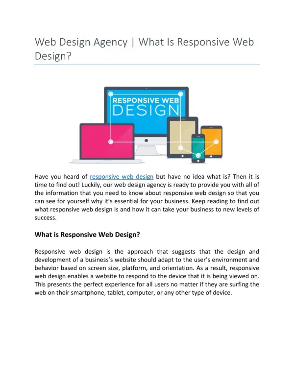 Web Design Agency | What Is Responsive Web Design?
