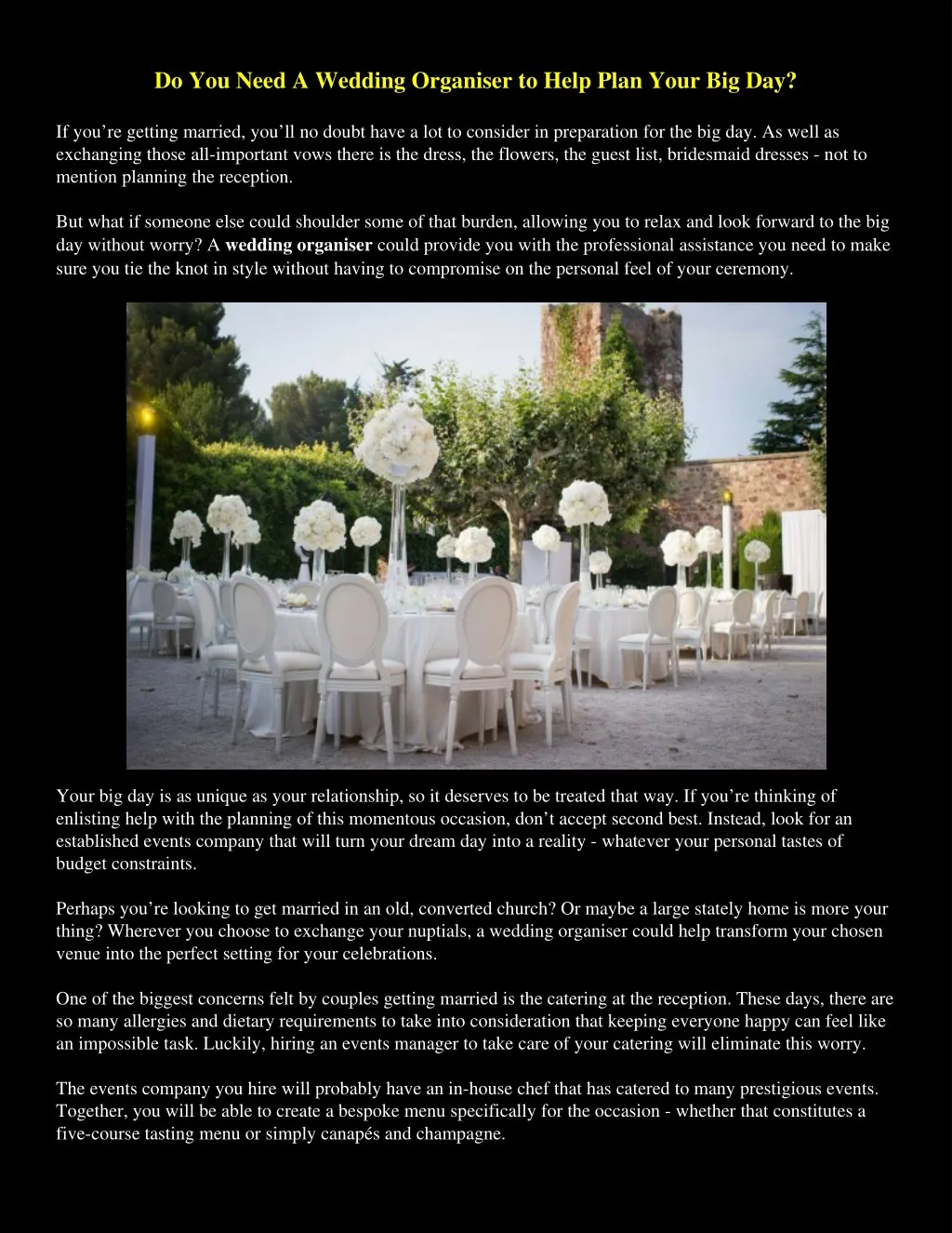 do you need a wedding organiser to help plan your