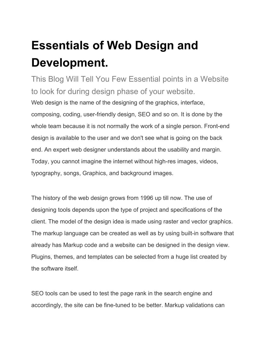 essentials of web design and development