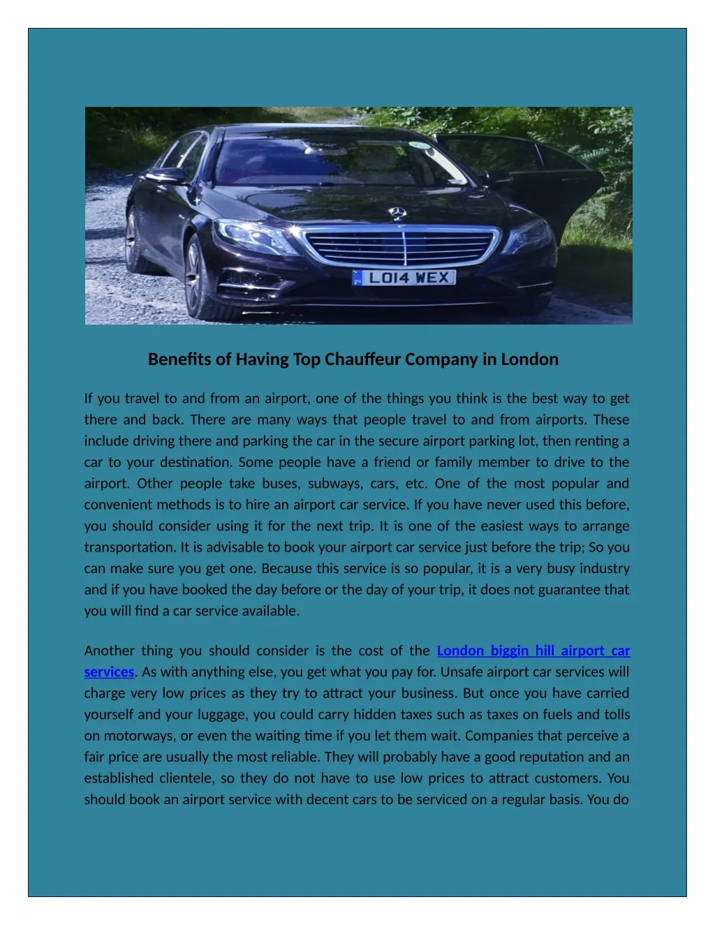 benefits of having top chauffeur company in london