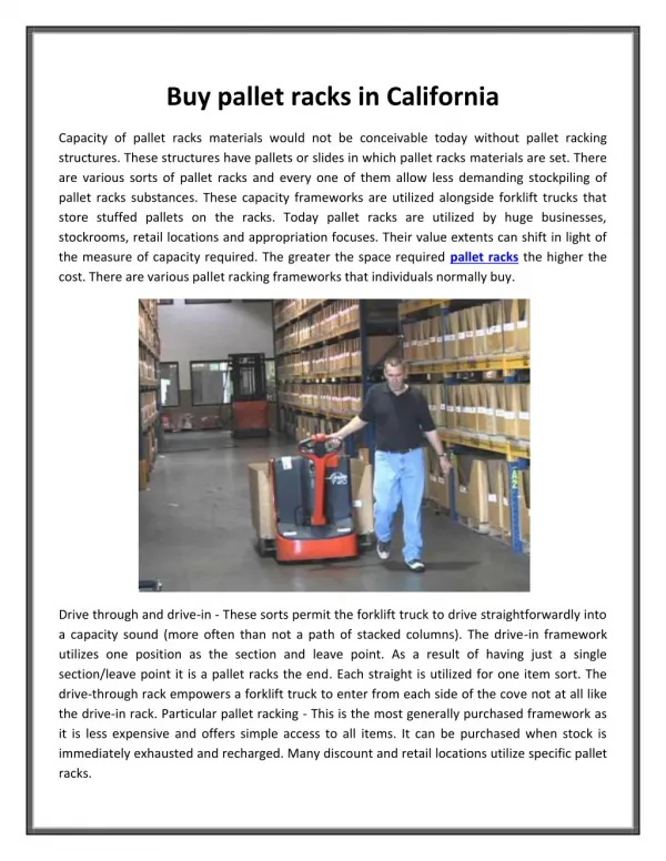 Buy pallet racks in California