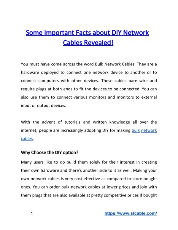 Some Important Facts about DIY Network Cables Revealed!