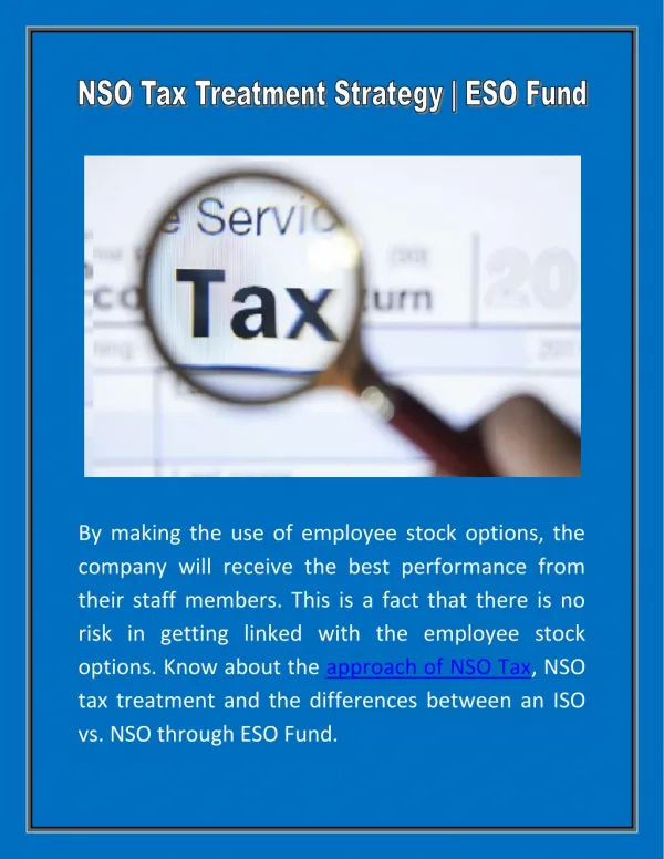 NSO Tax Treatment Strategy | ESO Fund