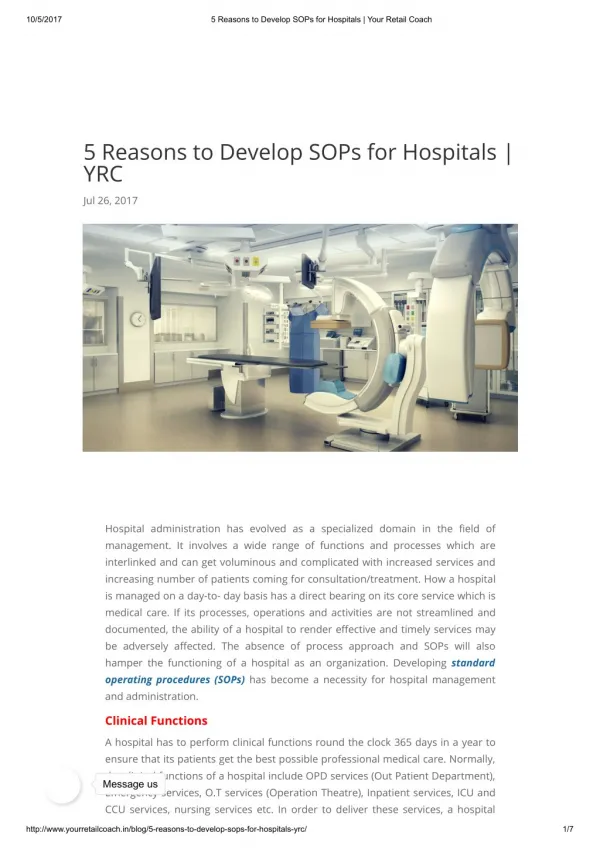 5 Reasons to Develop SOPs for Hospitals | YRC