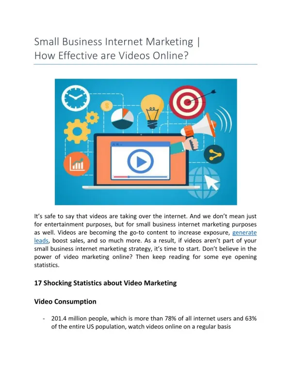 Small Business Internet Marketing | How Effective are Videos Online?