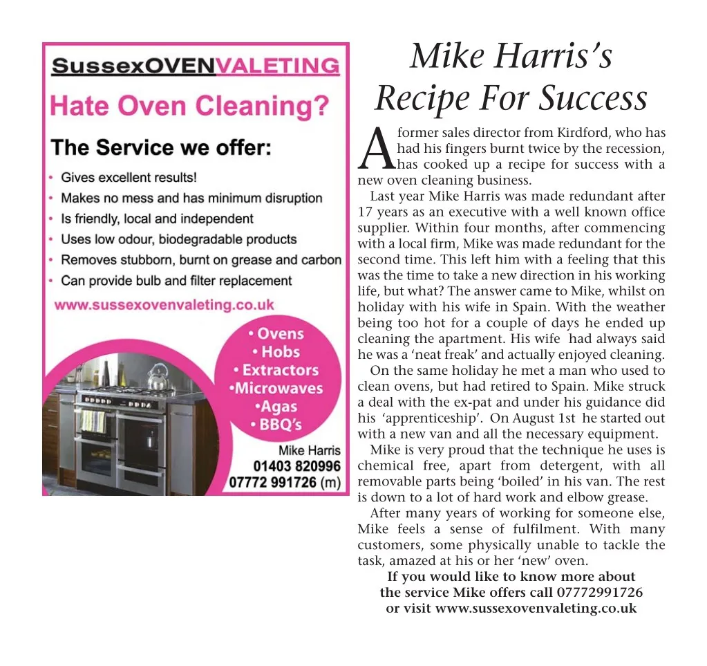 mike harris s recipe for success