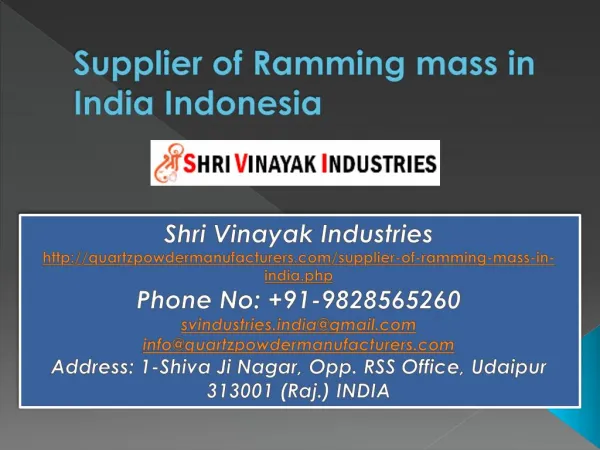 Supplier of Ramming mass in India Indonesia