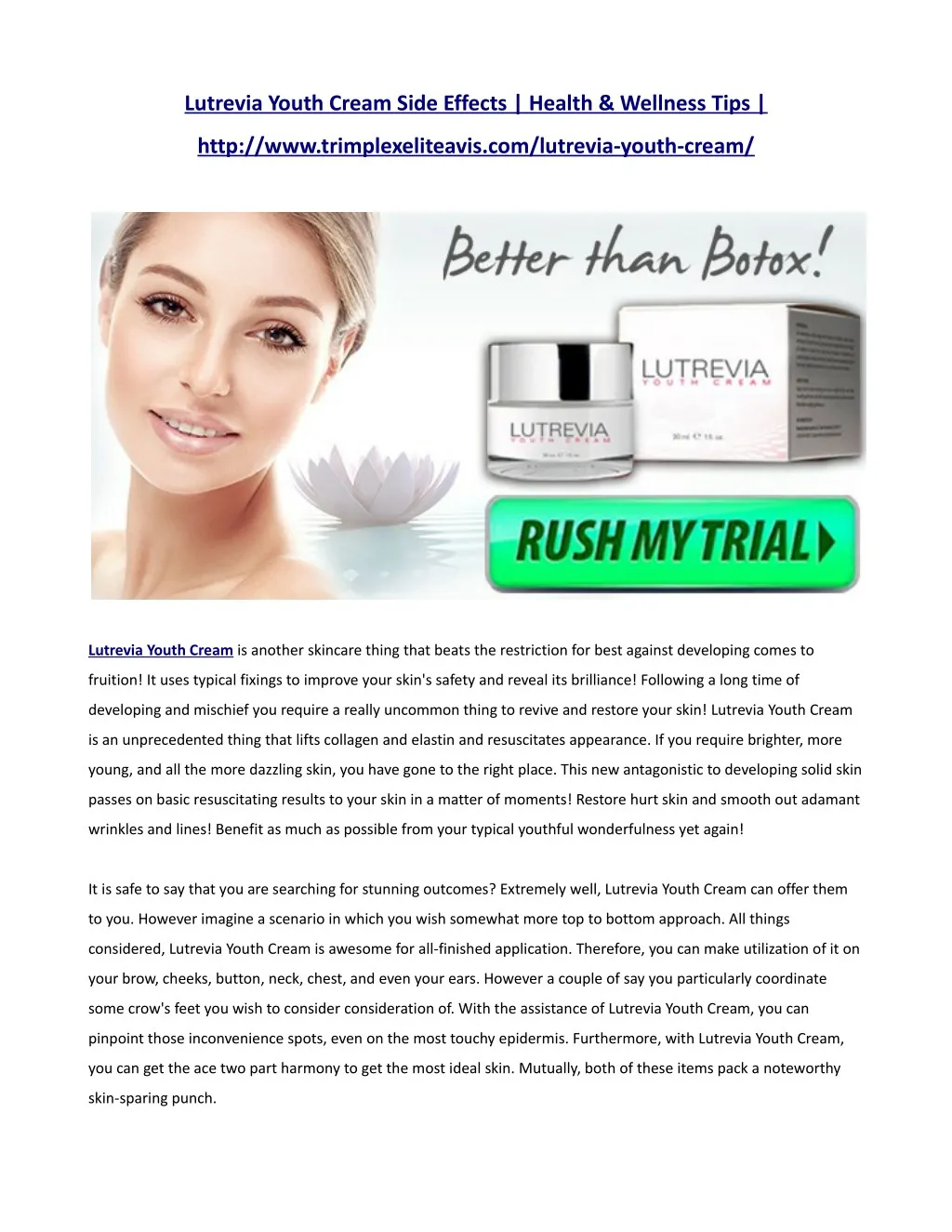 lutrevia youth cream side effects health wellness