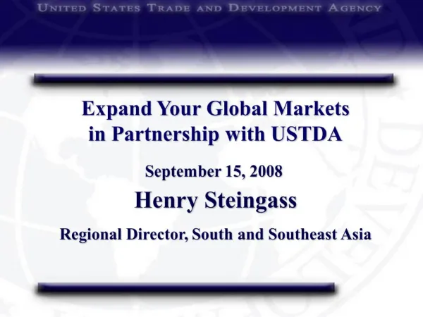 Expand Your Global Markets in Partnership with USTDA