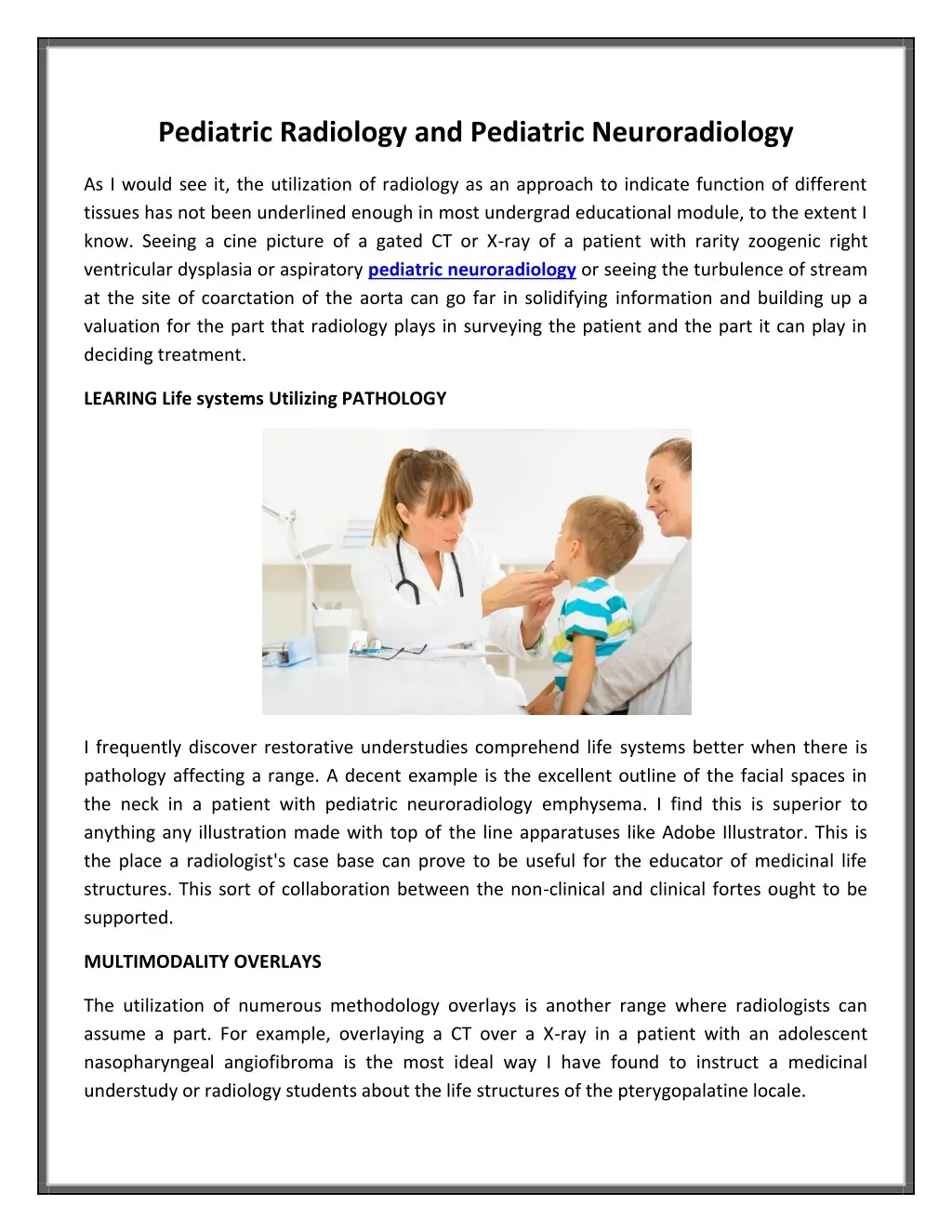 pediatric radiology and pediatric neuroradiology