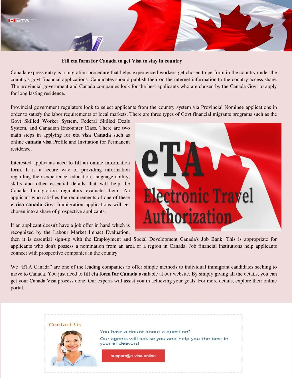 fill eta form for canada to get visa to stay