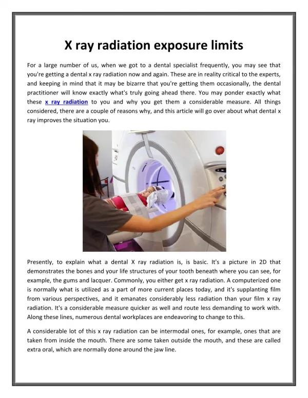 X ray radiation exposure limits