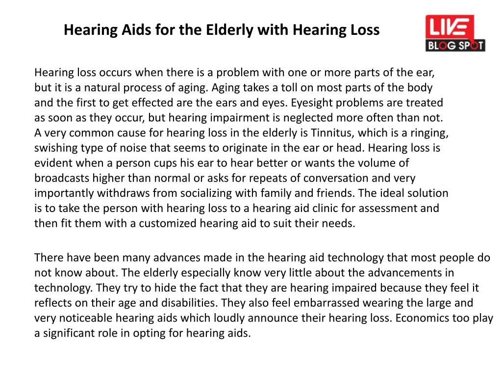 hearing aids for the elderly with hearing loss