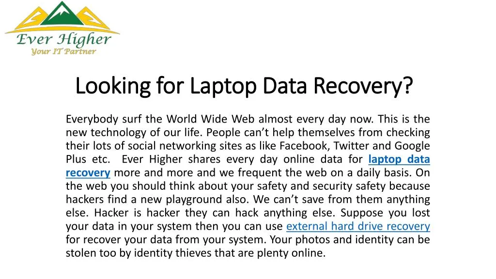 looking for laptop data recovery