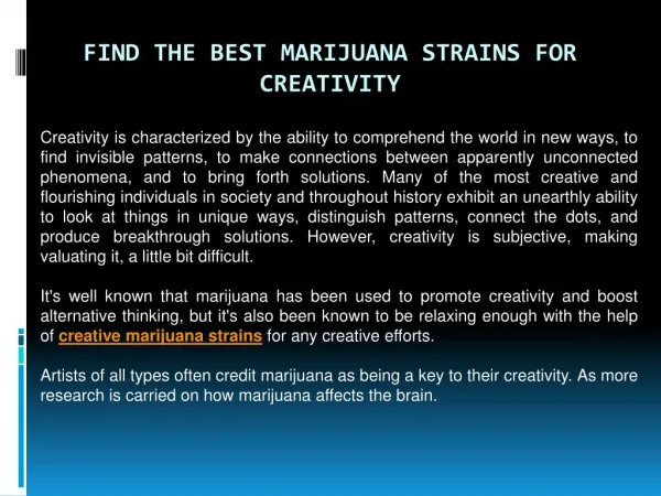 Find the Best Marijuana Strains For Creativity